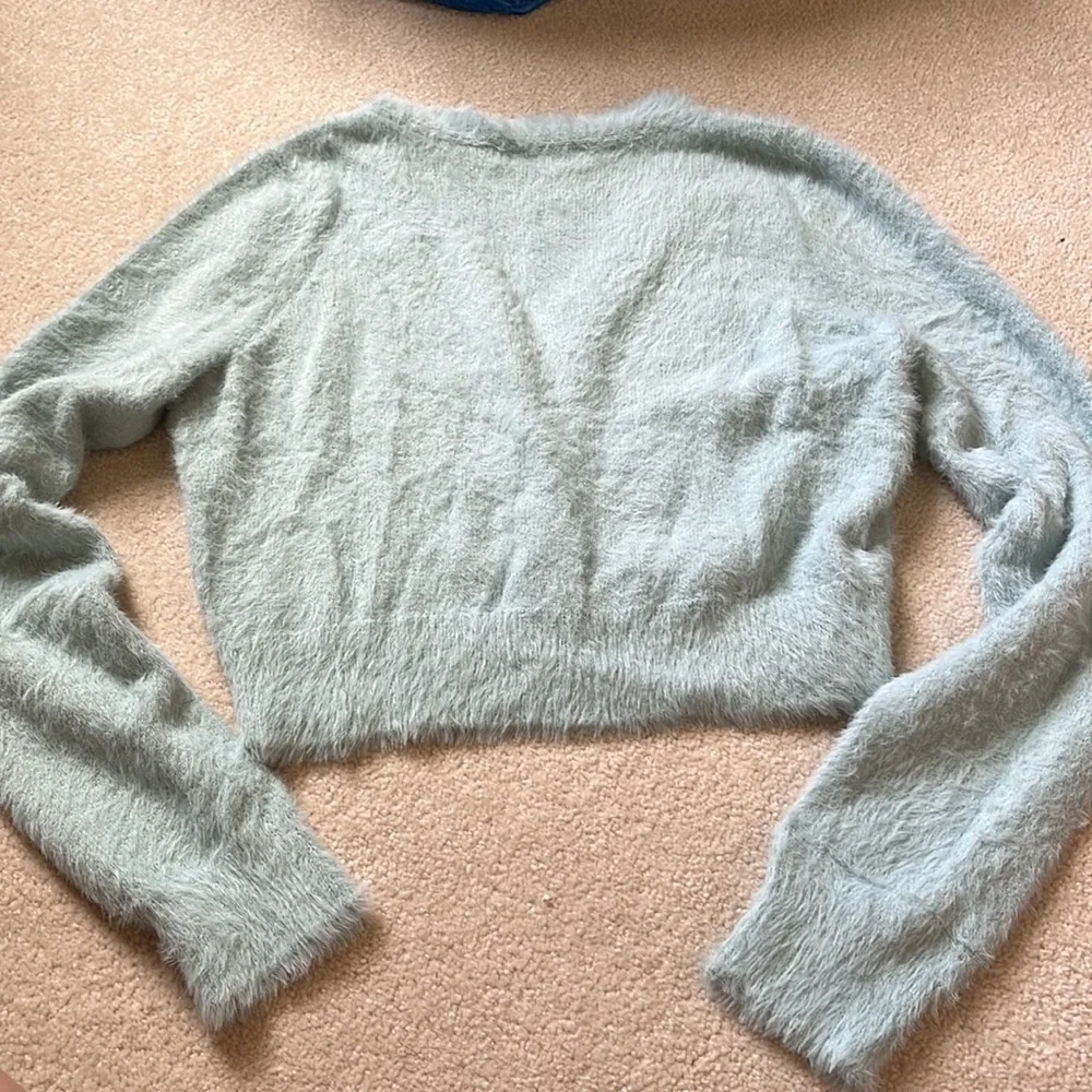 EUC✨ ALTAR’D STATE women's large light blue fuzzy Y2K button sweater cardigan - Picture 2 of 2